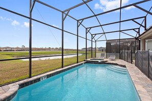 Private pool overlooking water