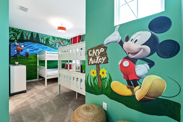 Mickey Mouse themed twin bedroom