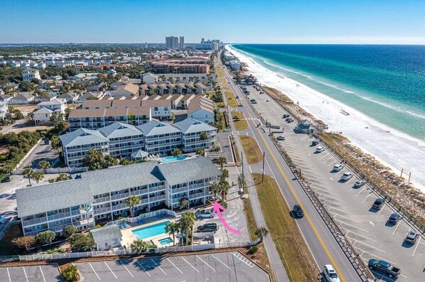 Right across the street from the beach!