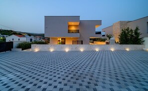 Private parking places of a Croatia luxury sea view villa Asteria for family vacation in Trogir