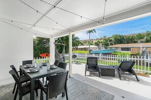 Private fenced back porch with amazing views