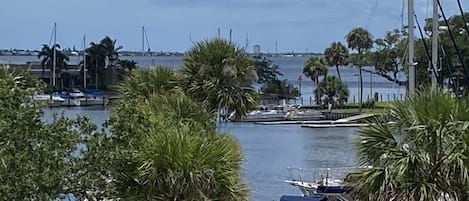 Beautiful view of Melbourne Harbor and the Indian River from the balcony,