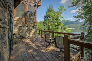 Wraparound patio with plenty of seating to enjoy the views