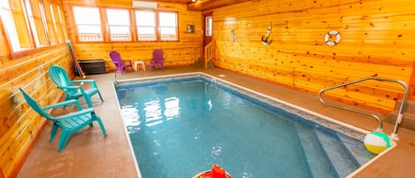 Private Heated Indoor Pool just for you and your guests 