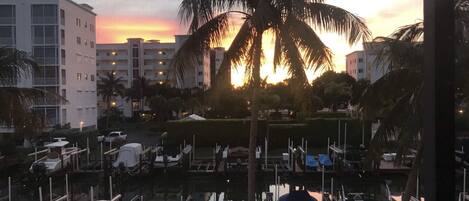 Morning wake-up to the sunrise overlooking water and bay !