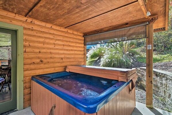 Enjoy luxurious perks, like this private 6-person hot tub.