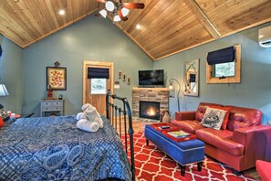 Enjoy the gas fireplace during your stay.