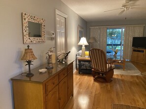 The pocket door creates a very separate second bath and second bedroom.