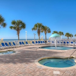 Relax in the hot tub during the day or in the evening.