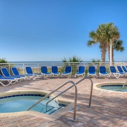 Soak in the hot tub after a full day of golf.