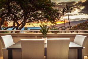 View from the lanai.  Eat meals, or sip coffee or wine while watching sunsets. 