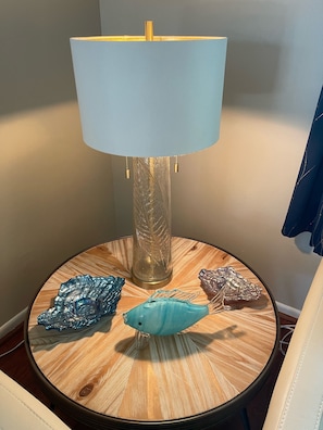 End table with a fish outside of water