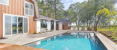 Backyard with oversized pool