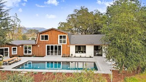 Backyard with oversized pool