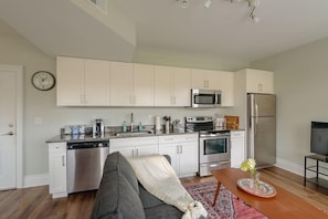 Kitchen with a complete set of cooking equipments