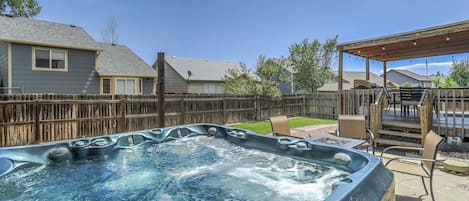 Relax by the comfort of the fire pit or soak away in the hot tub!