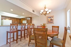 Our dining area is ready for game night or a homecooked meal!