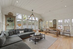 Main living and dining room with 270 degree water views