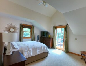 Upstairs master bedroom with a private balcony and views for miles