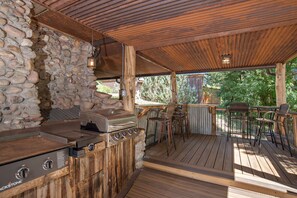 Outdoor kitchen and dining area