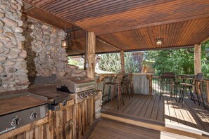 Outdoor kitchen and dining area