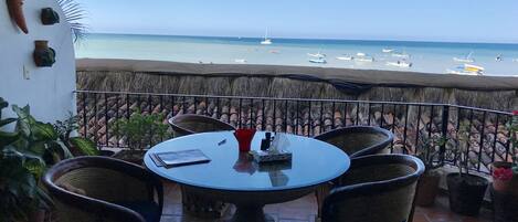 
Patio with beachfront view