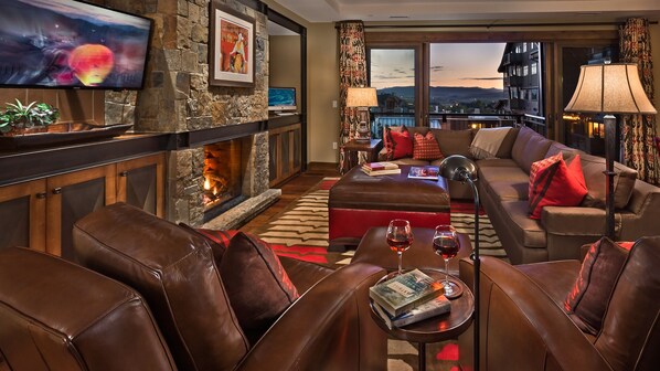 Great room with fireplace