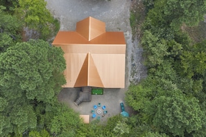 Aerial view of cabin