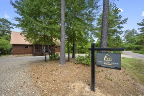 Cabin sign is easy to see from road