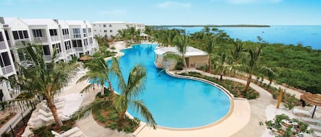 7,800 sq.' Beach entry Oasis swimming pool the Key's largest.