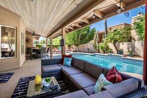 Arizonas outdoor living style. Living, dining, lounging...