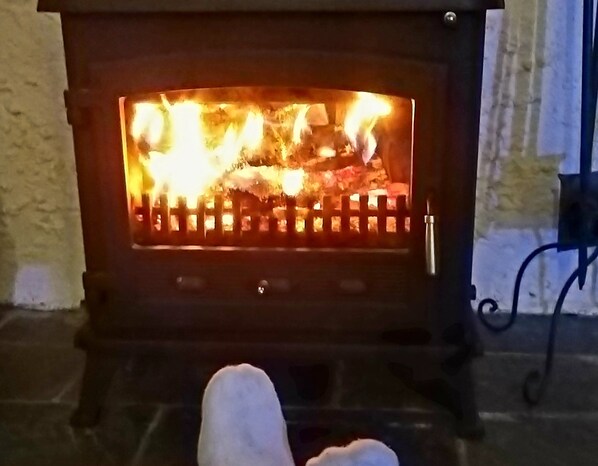 The Stables fireplace - free basket of wood supplied for the first night (outside of fire ban season)