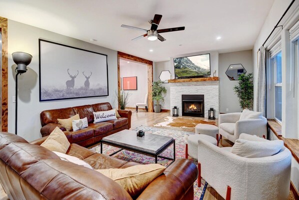 Beautiful main living area with gas fireplace