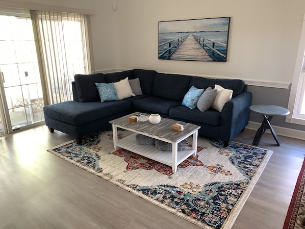 Spacious main living area with sectional sofa