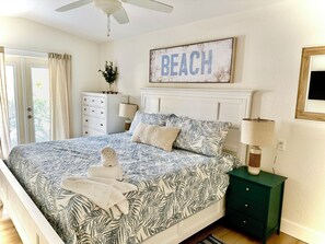 Master bedroom with King size bed, 43" smart tv and ensuite bathroom