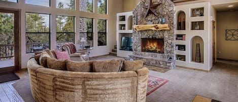 Amazing living room with fireplace.