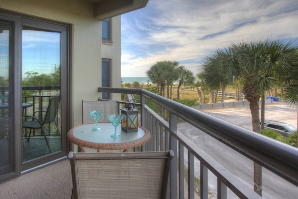 Private Covered Balcony with Partial Views of the Gulf of Mexico