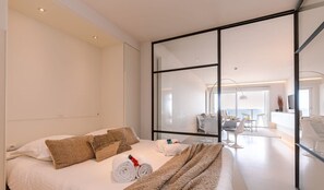 Beautiful, modern, open bedroom