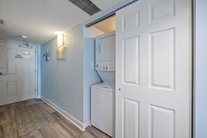 Pack light with a washer and dryer in the unit.