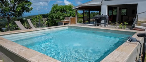 12 x 12 Plunge pool where you can sit and visit, enjoy the view, and cool off.