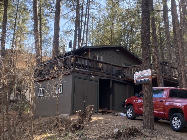 View of cabin from road