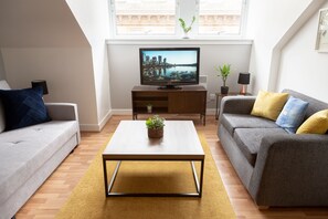 Living room lit with natural light