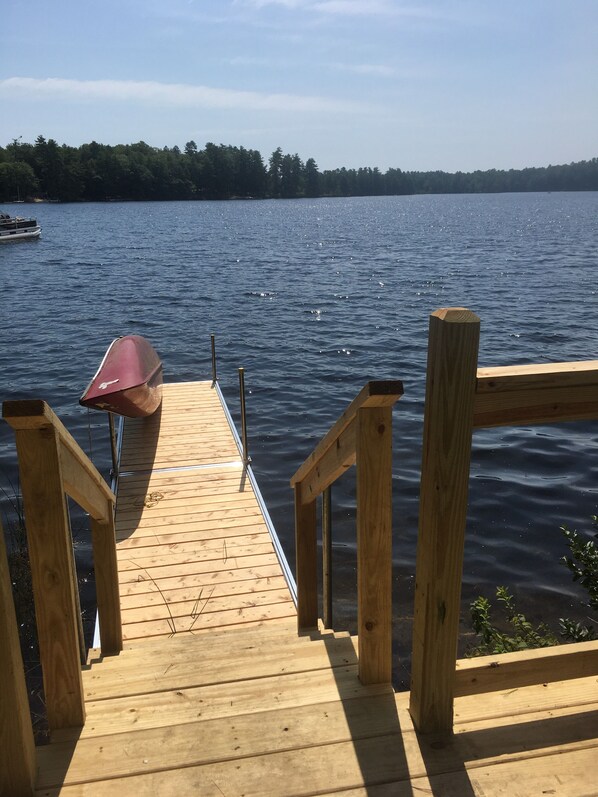 The view from your private dock. The canoe is provided. too!