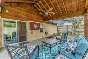 Backyard patio with TV