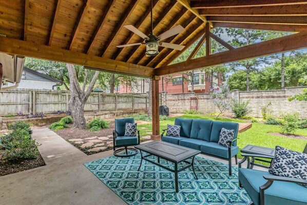 Relax outside before the big game or new adventure during your stay.