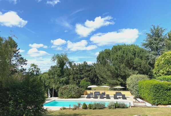 View of pool from gites