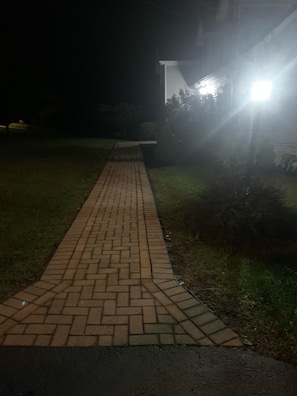 Lighted front walkway. 