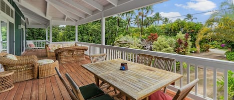 Noho Kai at Anini Beach - Spacious Covered Dining & Seating Lanai - Parrish Kauai