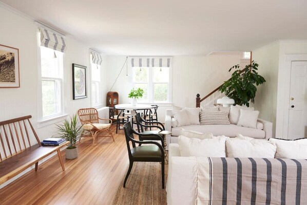 Mix of Vintage and Modern featuring local art and photography.