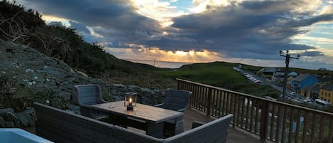 Private Hot Tub overlooking village and ocean